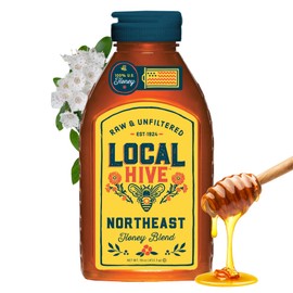 Local Hive Northeast Raw Unfiltered Honey – 16 oz, 100% Pure US Honey, Sourced from American Bees and Beekeepers - Natural Sweetener, Ideal for Tea, Baking, and Cooking