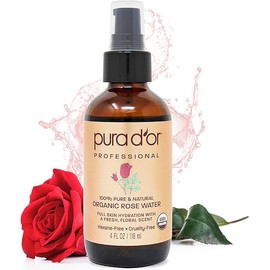 PURA D'OR Organic Rose Water Toner (4oz / 118mL) 100% Pure Full Skin Hydration, Control Excess Oils- Cleanses & Softens Skin - Promotes Healthy Skin - for All Skin Types