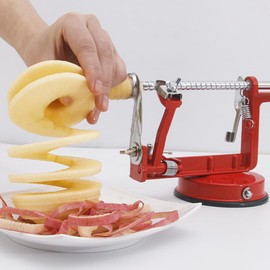 Apple Peeler & Corer Slicer – Stainless Steel Heavy-Duty Die Cast Magnesium Alloy, Durable Peeler for Easy Apple Slicing and Coring (Red)