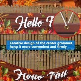 Probsin Happy Fall Banner 120"x 20" Decorations Outdoor Thanksgiving Decor Autumn Party Supplies Wooden Hello Fall Pumpkin Mushroom Harvest Welcome Hanging Backdrop for Garden Fence Yard Lawn Porch