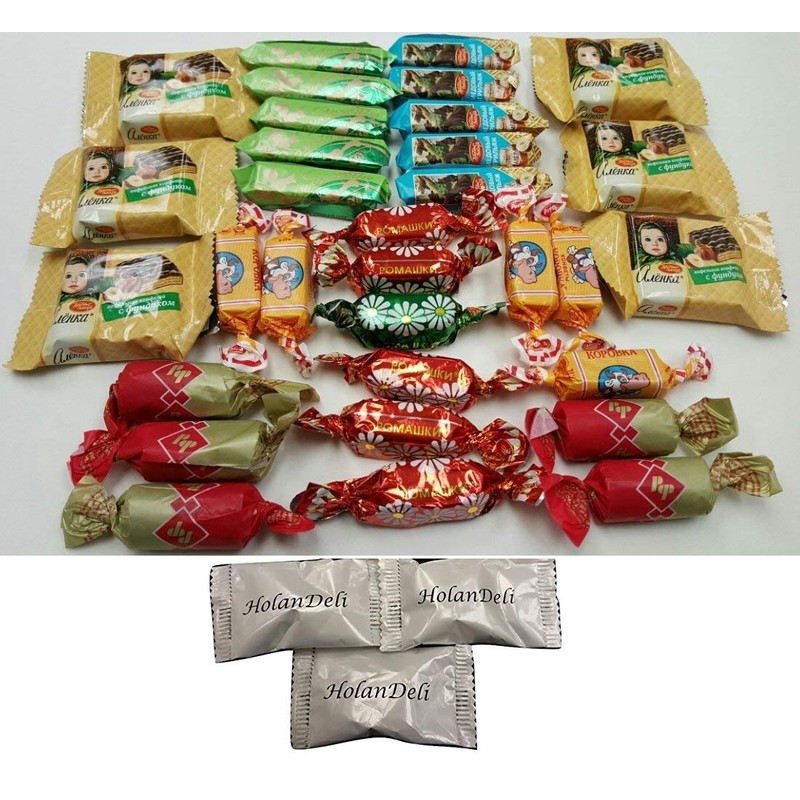 Assorted Russian Candy (Alenka, Grilyazh, Batonchik, Korovka, Romashka, Honey Mishka