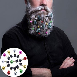 CCINEE 12 Pieces Beard Baubles Ornaments Colorful Mini Gingle Bells Mustache Christmas Decoration for Boyfriends Brothers Fathers and Men
