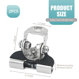 Eratus 2 PCS Car 1.3 " x 2.17 " LED Light Grille Base, Metal Structure + Rubber Wrapped Adjustable Angle Stable Shock-Absorbing Fixing Bracket, Non-Destructive Mounting Accessories, for Cars (Silver)