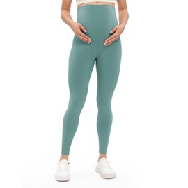 Buttergene Women's Maternity Leggings Over The Belly Maternity Workout Pants Pregnancy Yoga Leggings Dusty Green