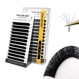 NAGARAKU Easy Fan Eyelash Extensions Volume Lash 0.07 D curl 9mm Rapid Blooming Faux Mink Cluster For Beginners Soft Professional Lash Supplies