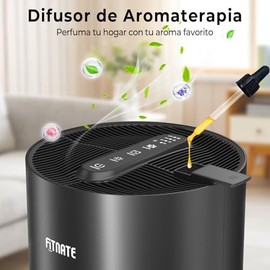 FITNATE Purificador de Aire para El Hogar, Filtro de Airecon Difusor de Aceites Esenciales con Hepa Cobertura 1076 Pies Cuadrados, Elimina 99,9% de Al