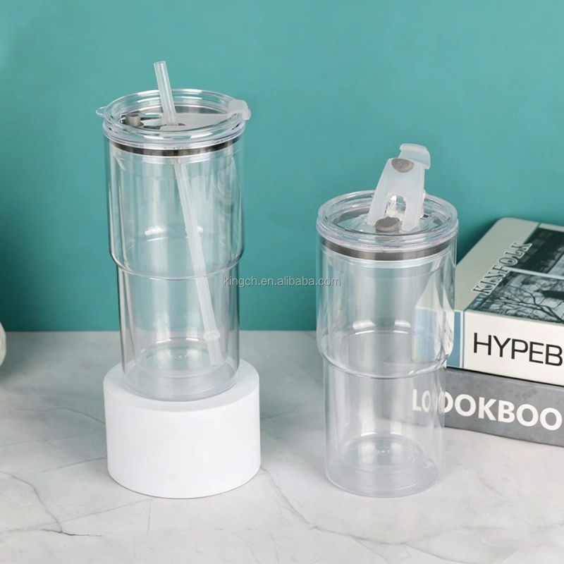 Double Wall Reusable Drinking Cup With Straw Eco Friendly BPA