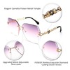 Feisedy Ladies Classic Rimless Metal Frame Diamond Cut Sunglasses, B2567