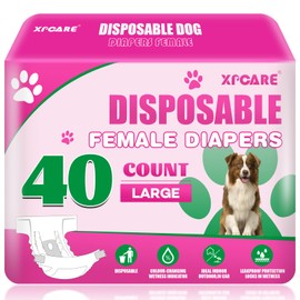 XPCARE 40 Count Disposable Female Dog Diapers, Super Absorbent, Leak Proof, Dog Diapers,Dog Period Diaper Female, for Incontinence, Estrus Female Dogs (Large)