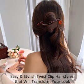 Ahoney 4Pack Pearl French Hair Pin Banana Hair Clips French Twist Hair Clip for Women Hair Barrettes Non-slip (Black/Brown/Grey)