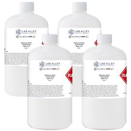 Lab Alley Methanol ≥99.8% ACS Reagent, Ideal for Extraction Solvent, Antifreeze - 1 Gallon Total (Pack of 4 x 1 Quart Bottles)