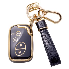 Muzizyq for Lexus Key Fob Cover with Keychain Lanyard, Key Case Protection Fit for Lexus ES350 GS300 GS430 GS450h GS460 is F IS250 IS350 LS460 LX570 RX350 Smart Key Protector Holder, Black