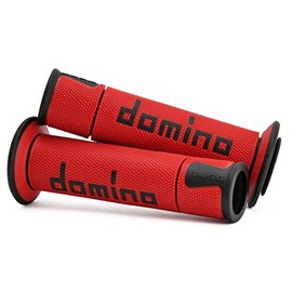 Domino A450 Road Race Performance Motorcycle Handlebar Grips - Medium/Soft (Red/Black)