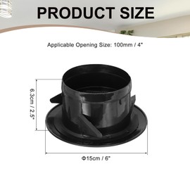 PATIKIL 4 Inch Round Air Vent Cover, Soffit Vents ABS Ceiling Vent Covers Air Vent Louver for Bathroom Kitchen Living Room Greenhouse Ventilation System, Black