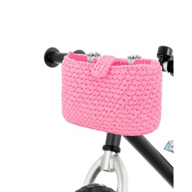 ANOME Bike Baskets for Adult Bikes – Pink Crochet Handlebar Bag 9.8"x6.3", Bicycle Baskets for Adult Bikes Women, Convertible Boho Shoulder Tote