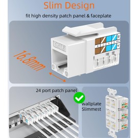 Rapink RJ45 Keystone Jack Cat6 10G Support, Cat6 Keystone Jacks UTP 25 Pack for Wall Plate and Patch Panel, Rj45 Keystone 90 Degree White Color for Cat6, Cat5e, Cat5 Cabling
