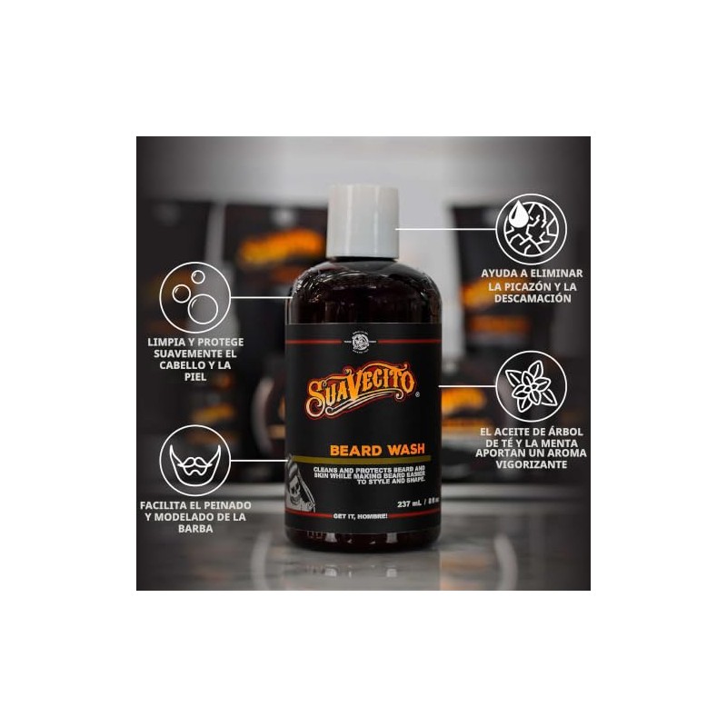 Suavecito Beard Wash. Cleansing and Styling Beard Face Wash For