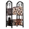 Fire Beauty Fireplace Firewood Log Rack 5-Piece Storage Logs Holder