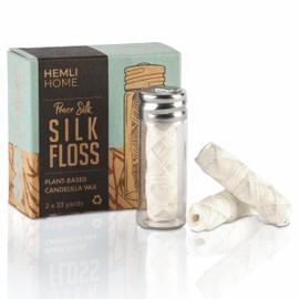 Biodegradable Silk Dental Floss with Refillable Glass Container, Compostable 3-Pack, Natural Silk Spool Eco-Friendly Zero Waste Oral Care, Mint Flavored