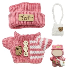 Doll Clothes Accessories Set for 17cm Doll, Funny Outfit Set Compatible with 17cm Doll, Adorable Doll Clothing Set, Cute Clothes for Dress up Unique Style, No Doll Included (Pink)