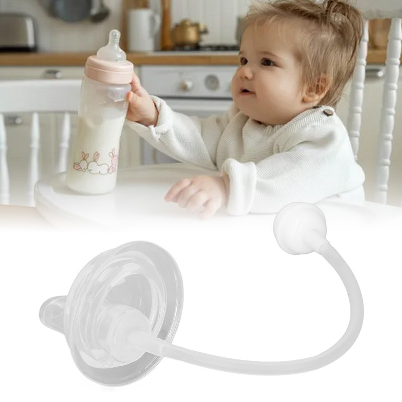 Bottle Nipple with Weighted Straw Duckbill Spout Transparent Soft Silicone
