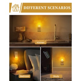 Night Lights Plug Into Wall [2 Pack], Amber Warm Night Light, 1800K, Dusk to Dawn Sensor, Adjustable Brightness LED Night Light for Bathroom, Hallway, Stairway