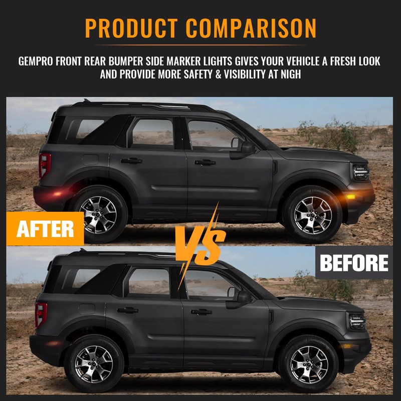 LED Side Marker Lights for 2021-2024 Ford Bronco Sport Amber