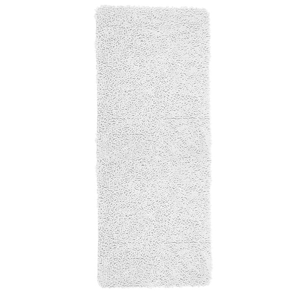 Lavish Home Shag Memory Foam Bath Mat - 58-Inch by 24-Inch Runner with Non-Slip Backing - Absorbent High-Pile Chenille Bathroom Rug (White)