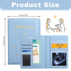 Maternity Log Protective Cover, Faux Leather Maternity Log Cover, German Maternity Passport Cover with 9 Compartments for Storing Insurance Cards, Ultrasound Pictures, Mothers Vaccination Certificate