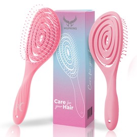Mupkins Detangling Hair Brush for Women, Men & Children - Detangle Hair Brush with Soft Bristles for Curly, Straight, Thick, Wet & Dry Hair - Unique Sprial Design - No More Breakage (Pack of 1)