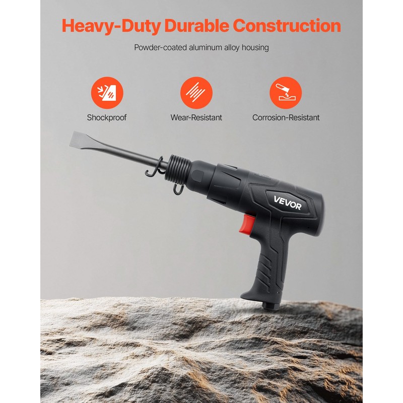 VEVOR Air Hammer, 2500-2700BPM Pneumatic Hammer with 2.76-inch Stroke &