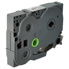 vhbw 1x Schriftband-Kassette kompatibel mit Brother PT 1150DX, 1160, 1170, 1170S, 1180 Etiketten-Drucker 12mm Schwarz auf Weiß m. silberner Spitze