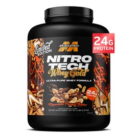 MuscleTech Whey Protein Powder (Chocolate Peanut Butter, 5LB) - Nitro-Tech Whey Protein Isolate Smoothie Mix for Lean Muscle & Fast Recovery - 24g of Whey Gold Protein for Women & Men - Gluten-Free