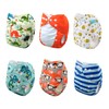 ALVABABY 6 Pack Cloth Diaper with 12 Inserts One Size