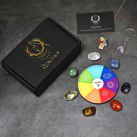 QLSGEMS Premium Chakra Tumbled Stones Set,Natural Crystals and Healing Stones Set,Crystal Kit with Quartz Amethyst Jewelry for Yoga, Meditation, Beginners, Collection and Home Decor