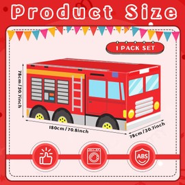 Cumule Fire Truck Tablecloths Fire Truck Table Cover Fire Engine Theme Birthday Party Decorations Washable Polyester Rectangle Table Cover Decor for School Back to School Party Decorations