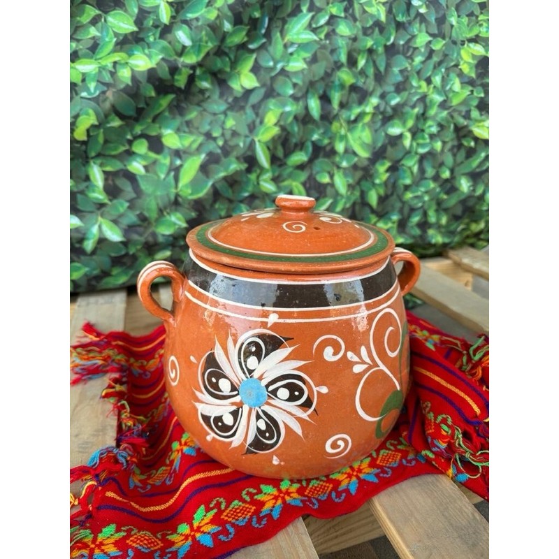 Tonala Olla Frijolera De Barro Tonalá Con Tapa 3 Litros