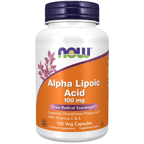 NOW Supplements, Alpha Lipoic Acid 100 mg with Vitamins C & E, Free Radical Scavenger*, 120 Veg Capsules