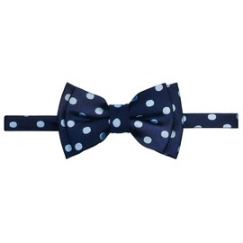 Retreez Classic Polka Dots Woven Microfiber Pre-tied Boy's Bow Tie - Navy Blue with Light Blue Dots - 24 months - 4 years