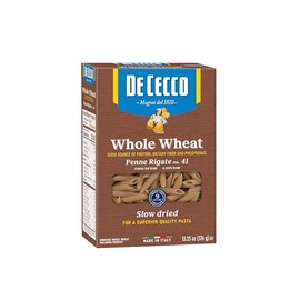 De Cecco Pasta, Whole Wheat Penne Rigate No.41, 13.25 OZ (Pack of 12) - Made in Italy, High in Protein & Iron, Bronze die
