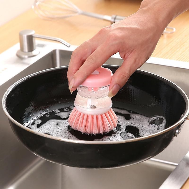 Dish Brush with Soap Dispenser for Dishes, Pots, Pans –
