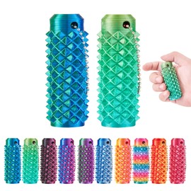 2PC Pain Fidget Toy Reduce Stress for Adults,Portable Stim Tool,3D Printed Venting Key Pendant,Novelty Gifts for Office, Travel (Green-Blue)