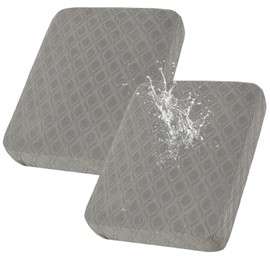 Outdoor Waterproof Cushion Covers,Stretch Patio Cushion Covers Replacement Sofa Washable Cushion Slipcover,Fit for Outdoor Furniture (Light Grey,2Pcs)