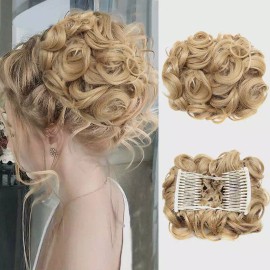 Wigyy Short Messy Curly Dish Hair Bun Extension Stretch hair Combs Clip in Ponytail
