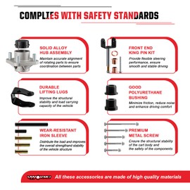 Club Car Precedent Deluxe Repair Kit, 2004-UP Golf Cart Front End Kit for Precedent, Club Car Repair Kit Front Wheel Hub King Pin Bearing Bushings Sets, Replace OEM# 102287201 103638601 103638801