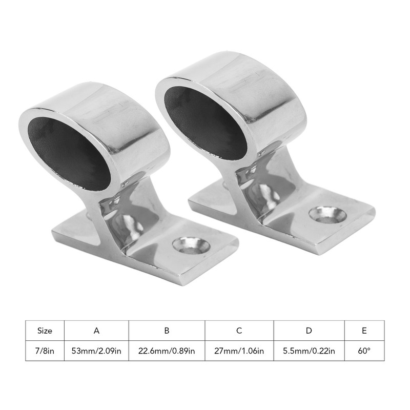 2PCS Stanchion Hand Rail Fitting 316 Stainless Steel Mirror Polishing