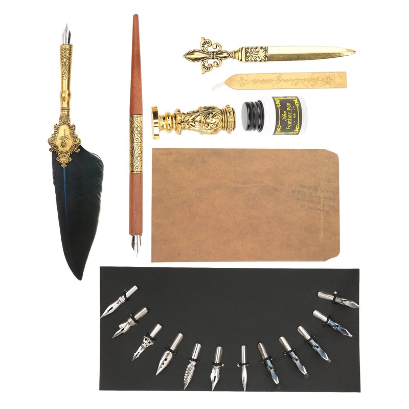 Feather Pen Set Retro British Creativity Writing Suit for Business