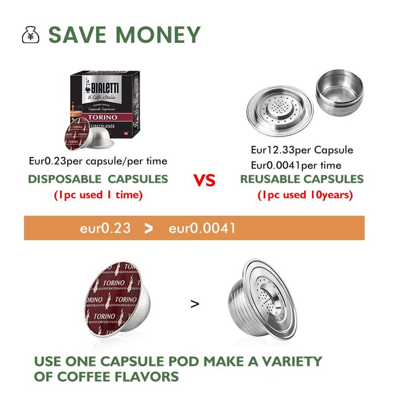 i Cafilas Espresso Coffee Capsules, Compatible with Bialetti Capsules, Refillable,