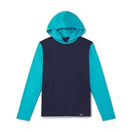 Speedo Boy's Long Sleeve Hooded Swim Tee - Scuba Blue, Medium
