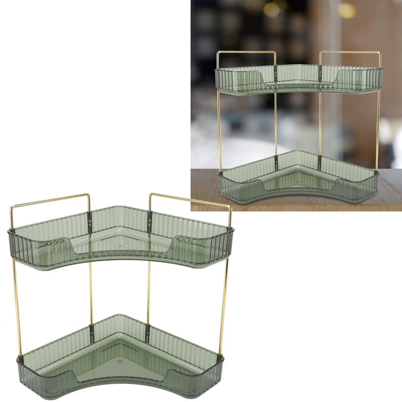 2 Tier Corner Bathroom Countertop Organizer Space Saving Easy Assembly